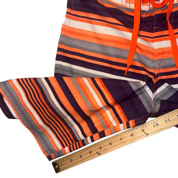 Under Armour HeatGear Board Shorts Men's 28 Orange Purple Striped Swim Trunks - Picture 8 of 10